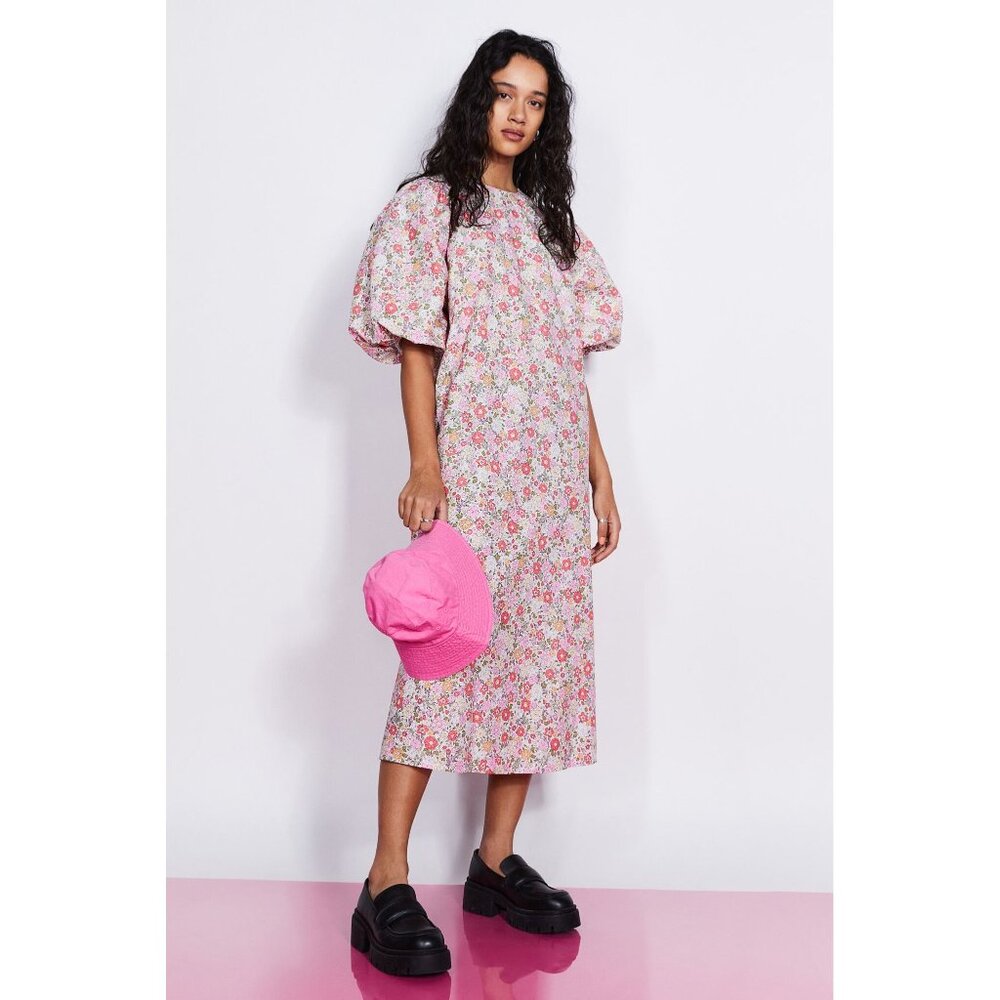 H&M Pink Floral Midi Dress